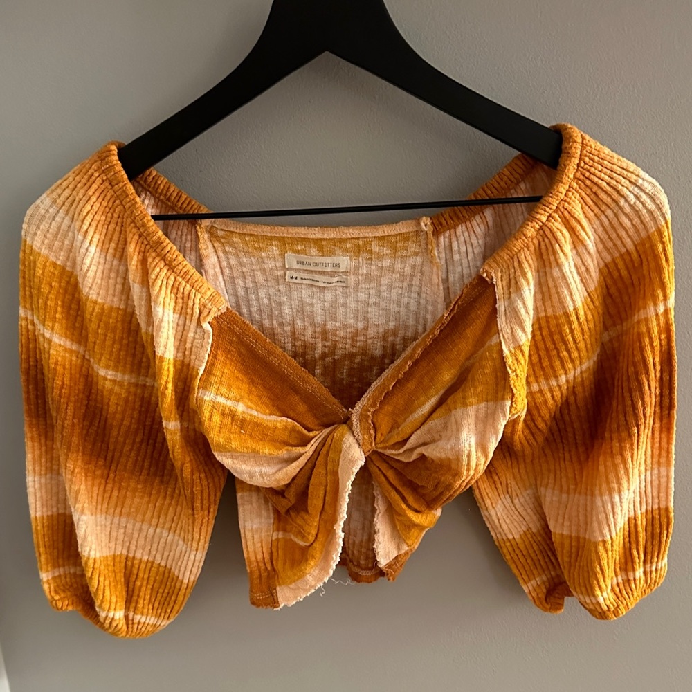 Urban Outfitters Orange Knitted Striped Top (M)